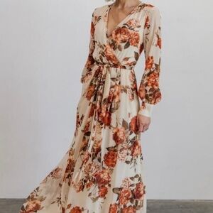 Baltic Born Lydia Cream and Rust Floral Long Sleeve Dress